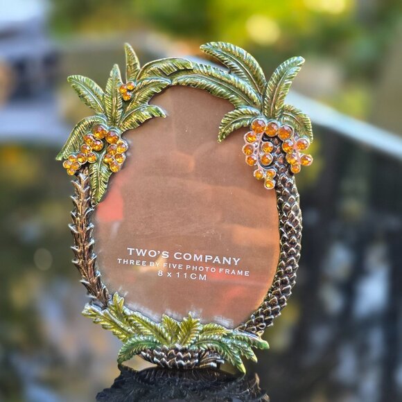 Vintage Photo Frame Twos Company 5x3 Decorative Palm Tree & Amber Jewel Tropical - Picture 1 of 6